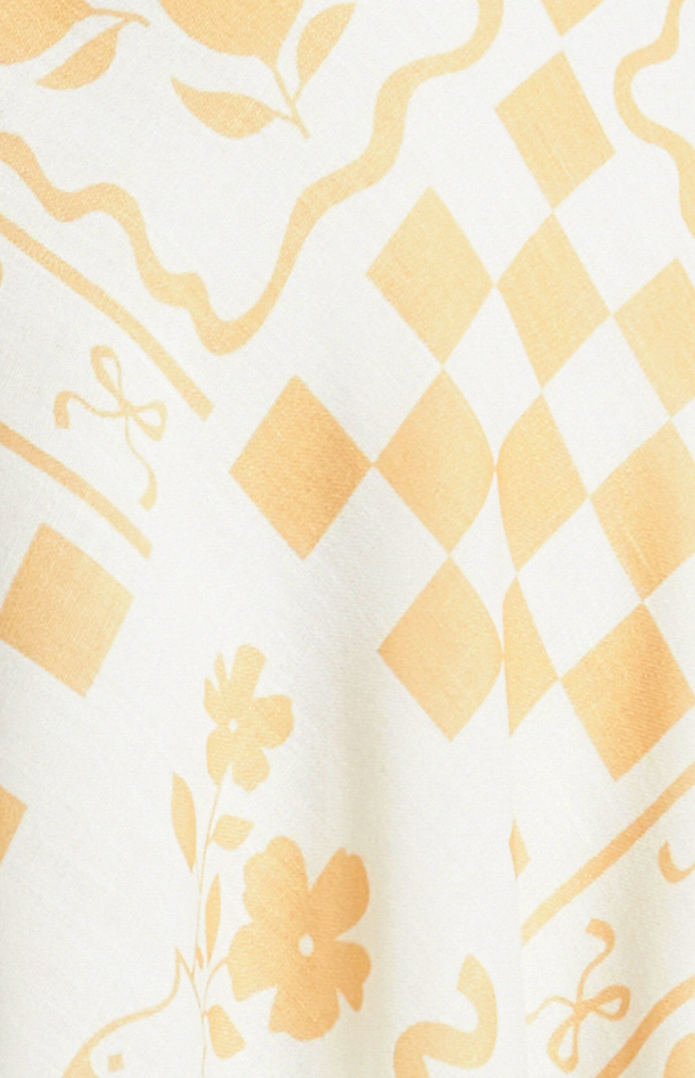 Harriet Tie Back Detail Mini Dress - Lemon Stamp Print