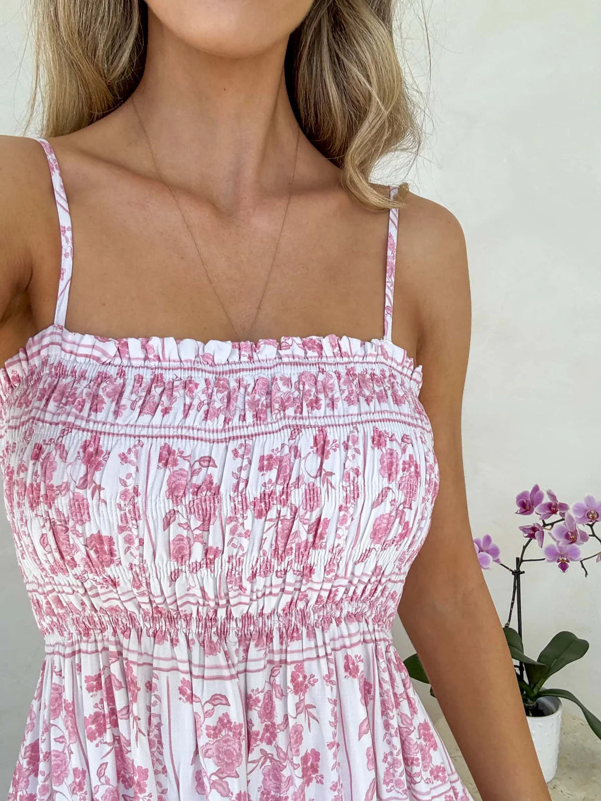 Palm Cove Shirred Bust Maxi Dress - Petal & Poise Print