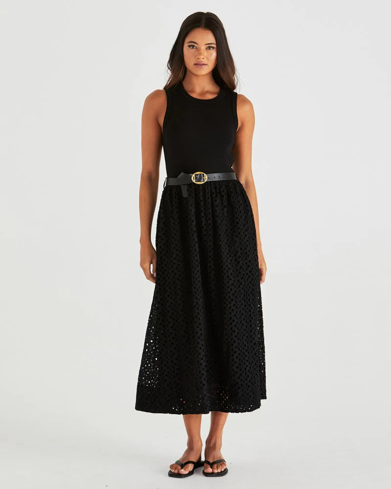 PATTIE SLEEVELESS MIDI DRESS - BLACK