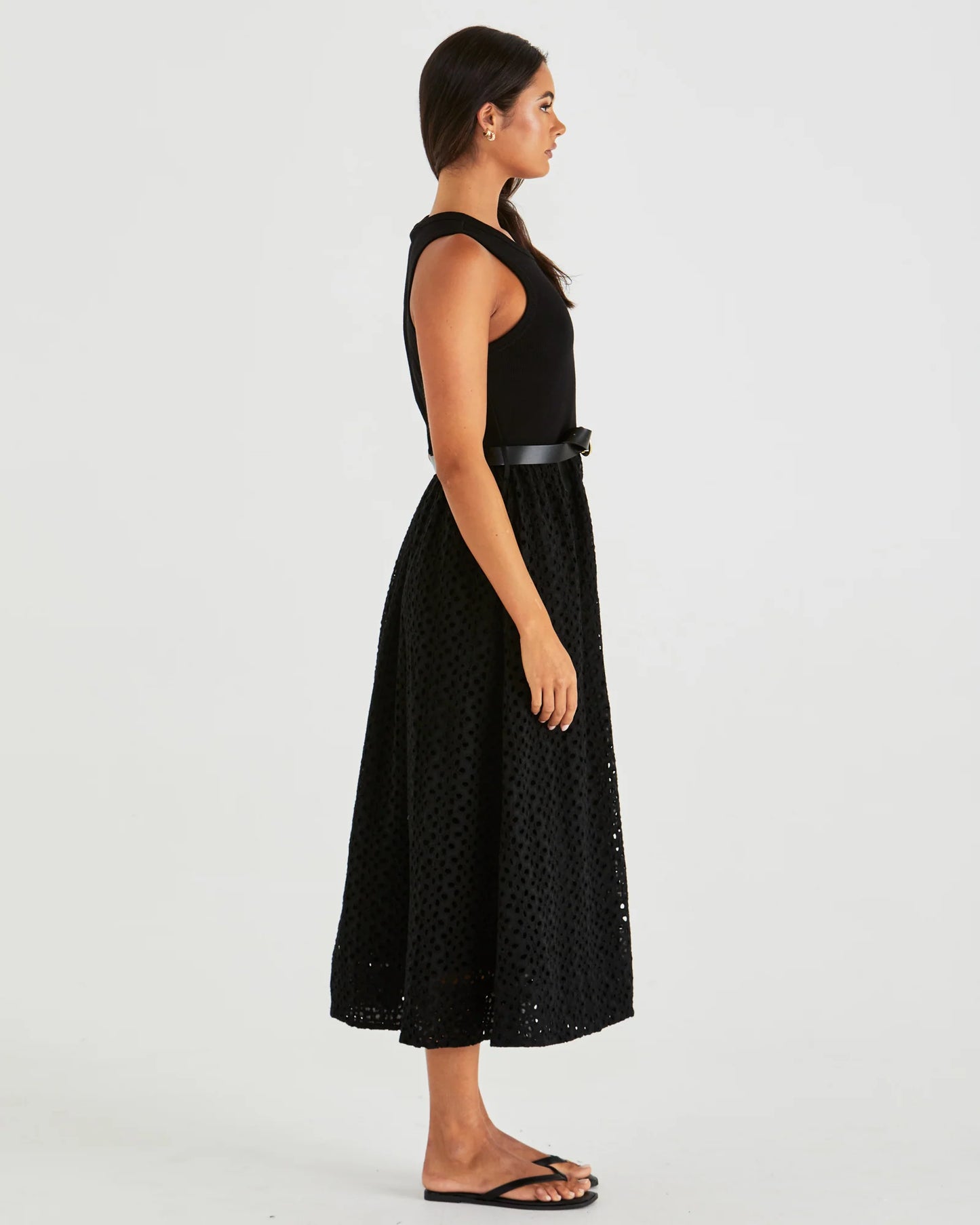 PATTIE SLEEVELESS MIDI DRESS - BLACK