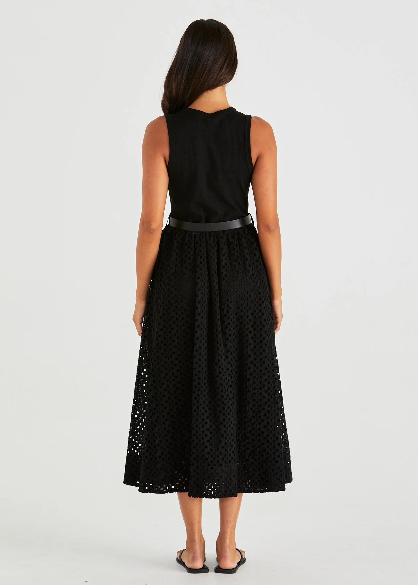 PATTIE SLEEVELESS MIDI DRESS - BLACK