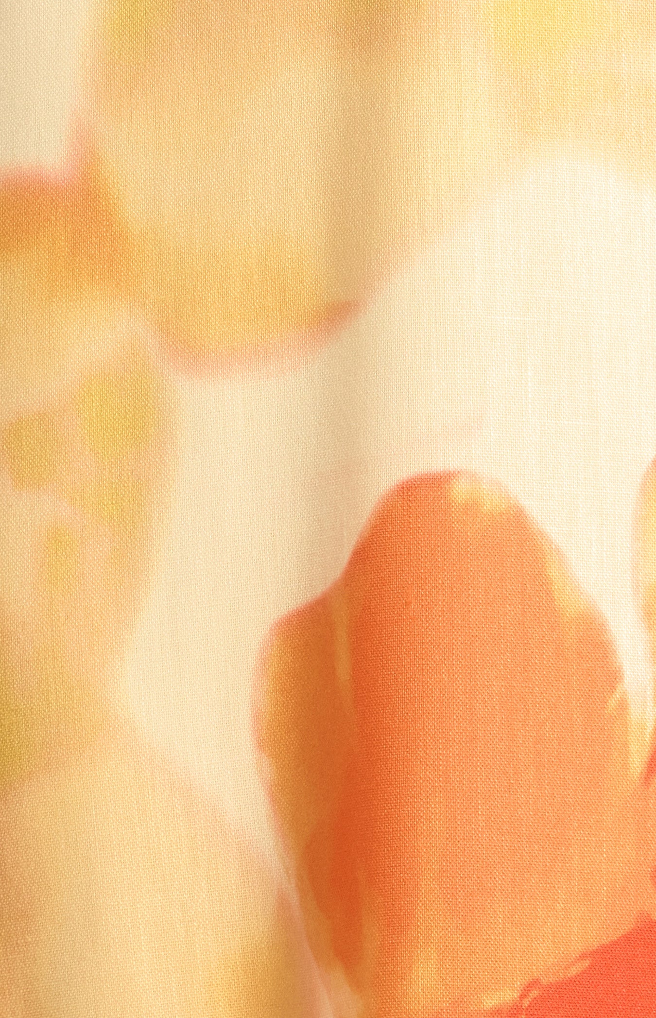 Island Floral Trim Detailing Faux Linen Maxi Dress - Yellow Orange