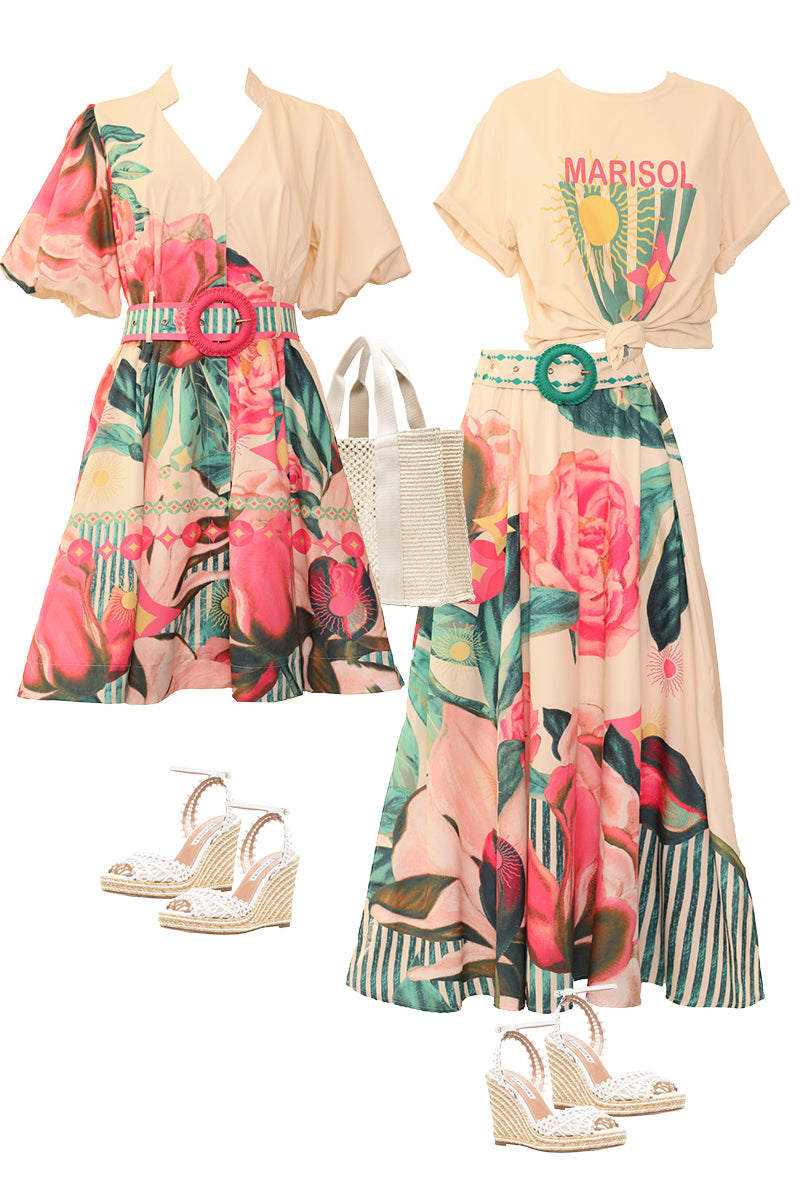 Rebecca Belted Maxi Skirt - Marisol Pink