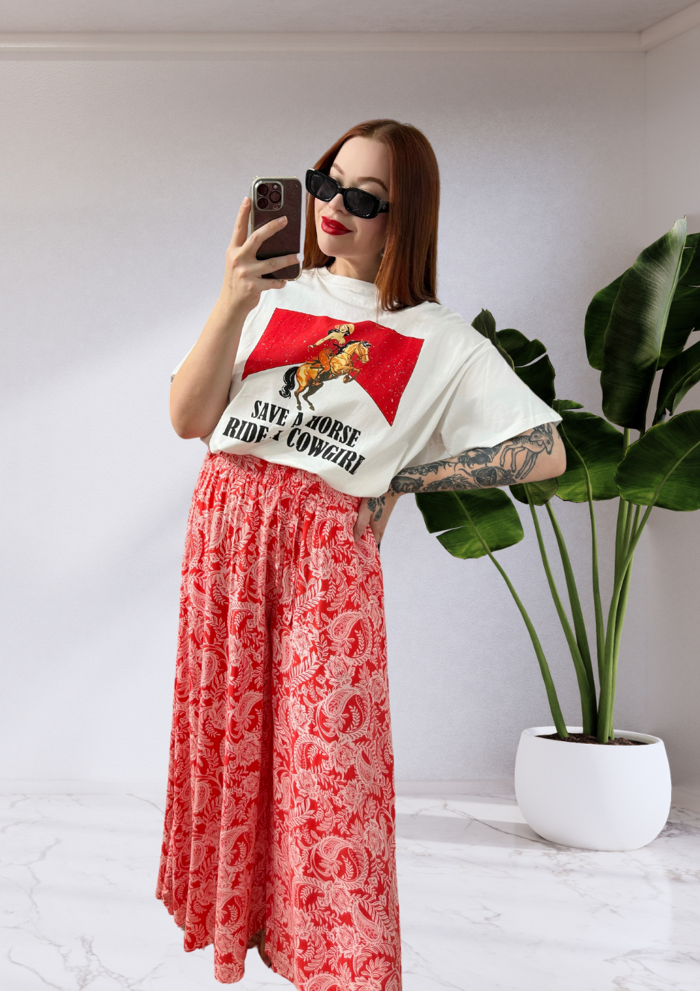 Kiara Wide Leg Pants - Red