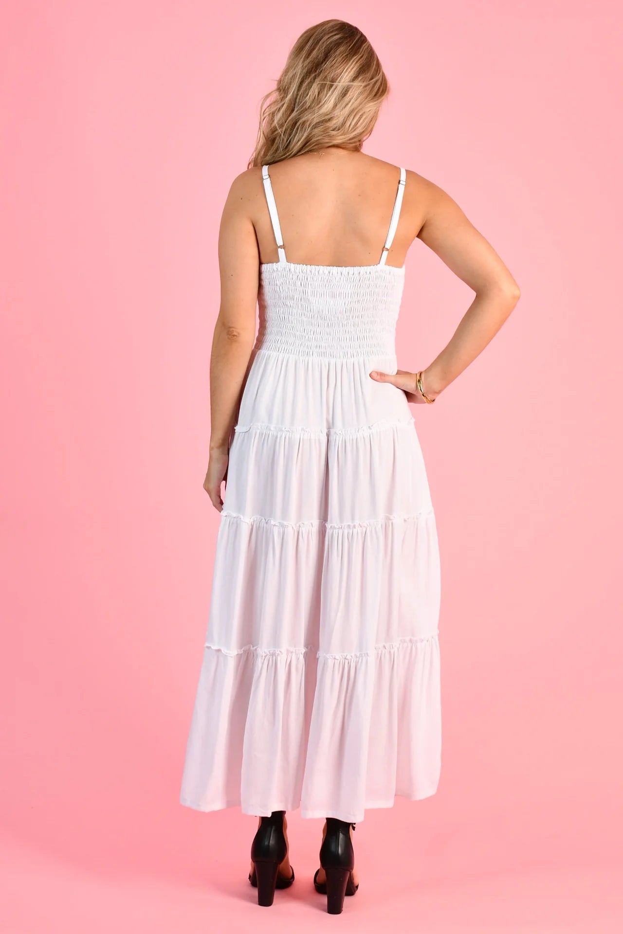 Jolene Shirred Bust Maxi Dress - White
