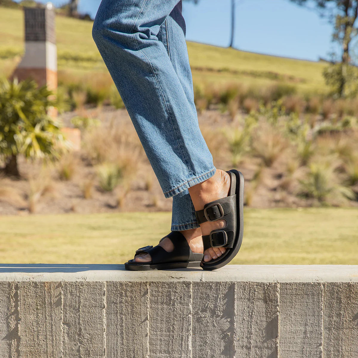 ANDO Double Buckle Sandals by Los cabos - Black