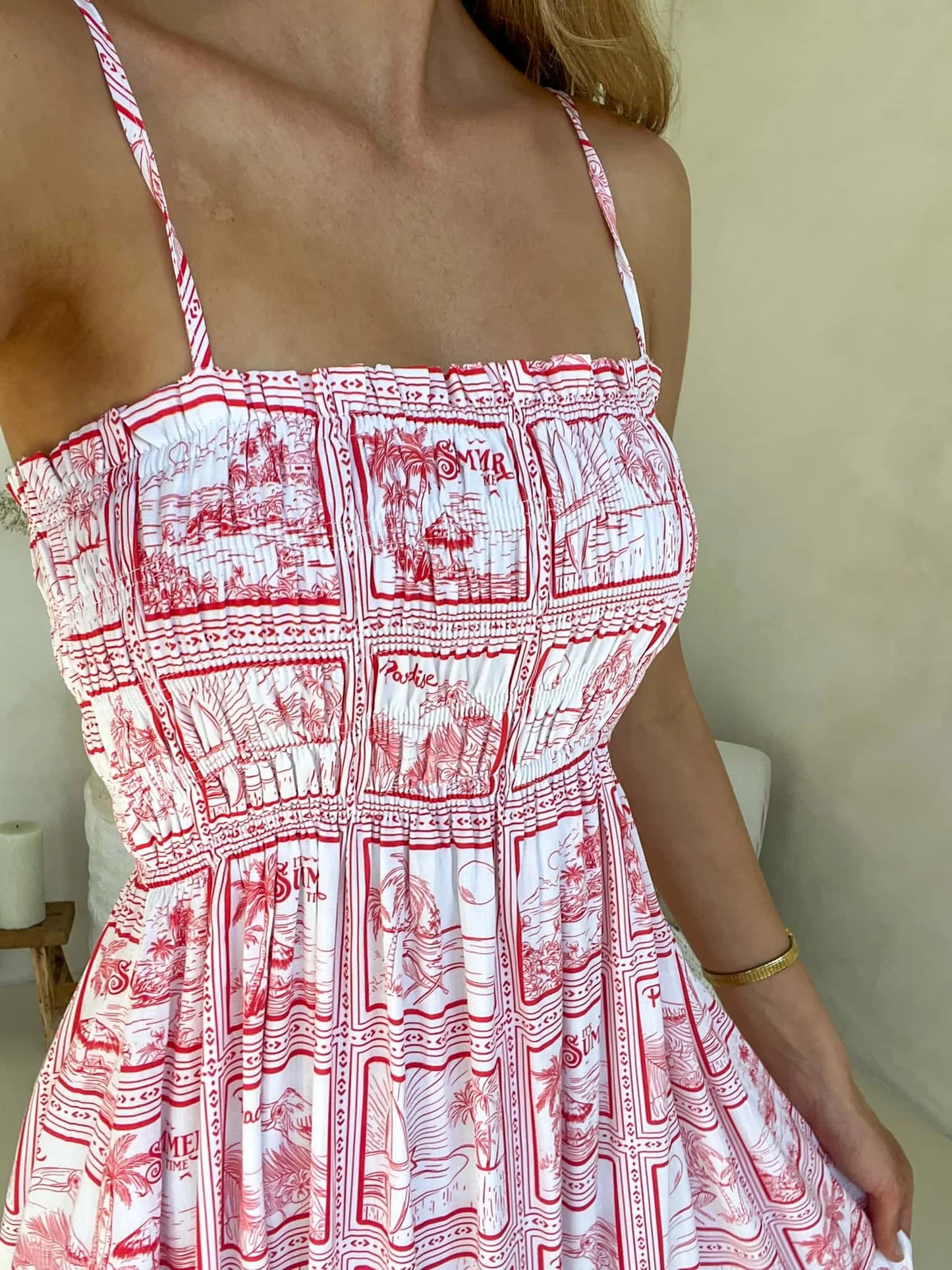 Alexi Shirred Bust Maxi Dress Red Paradise