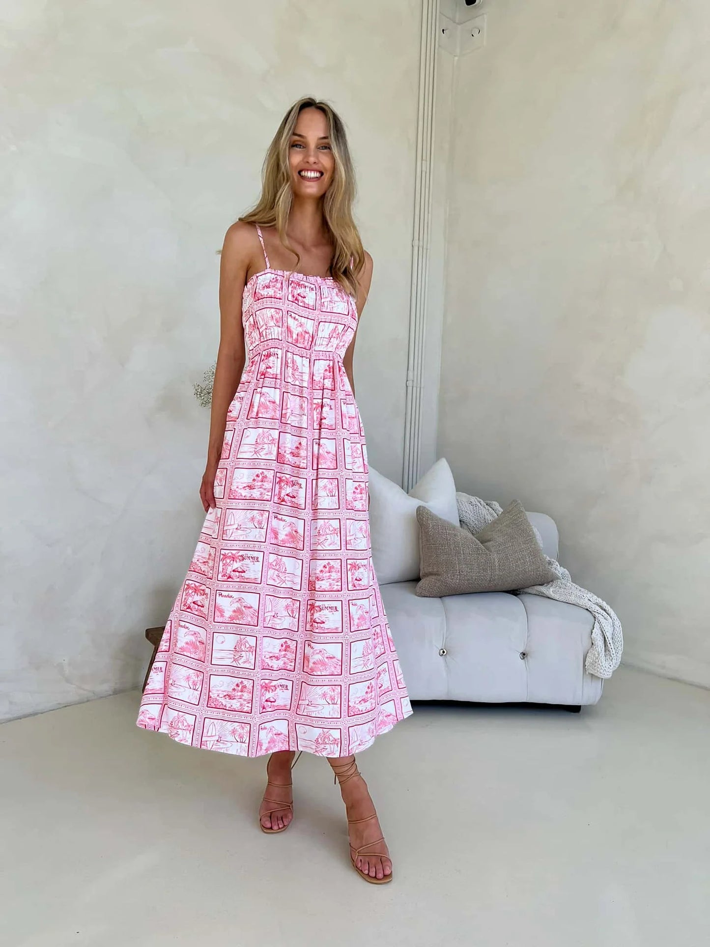 Alexi Shirred Bust Maxi Dress Red Paradise