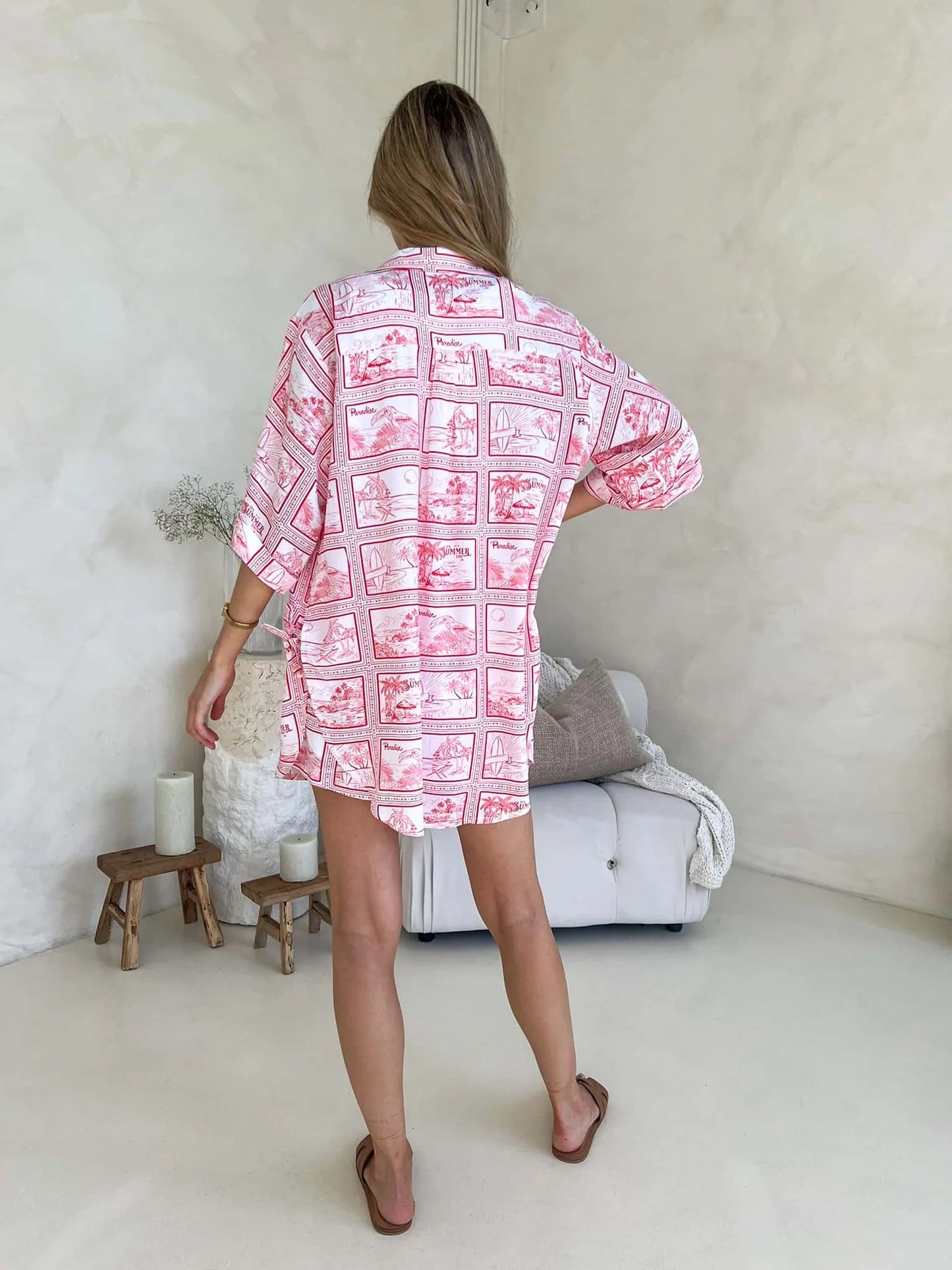 Aria Button Up Matching Shirt & Shorts Set in Paradise