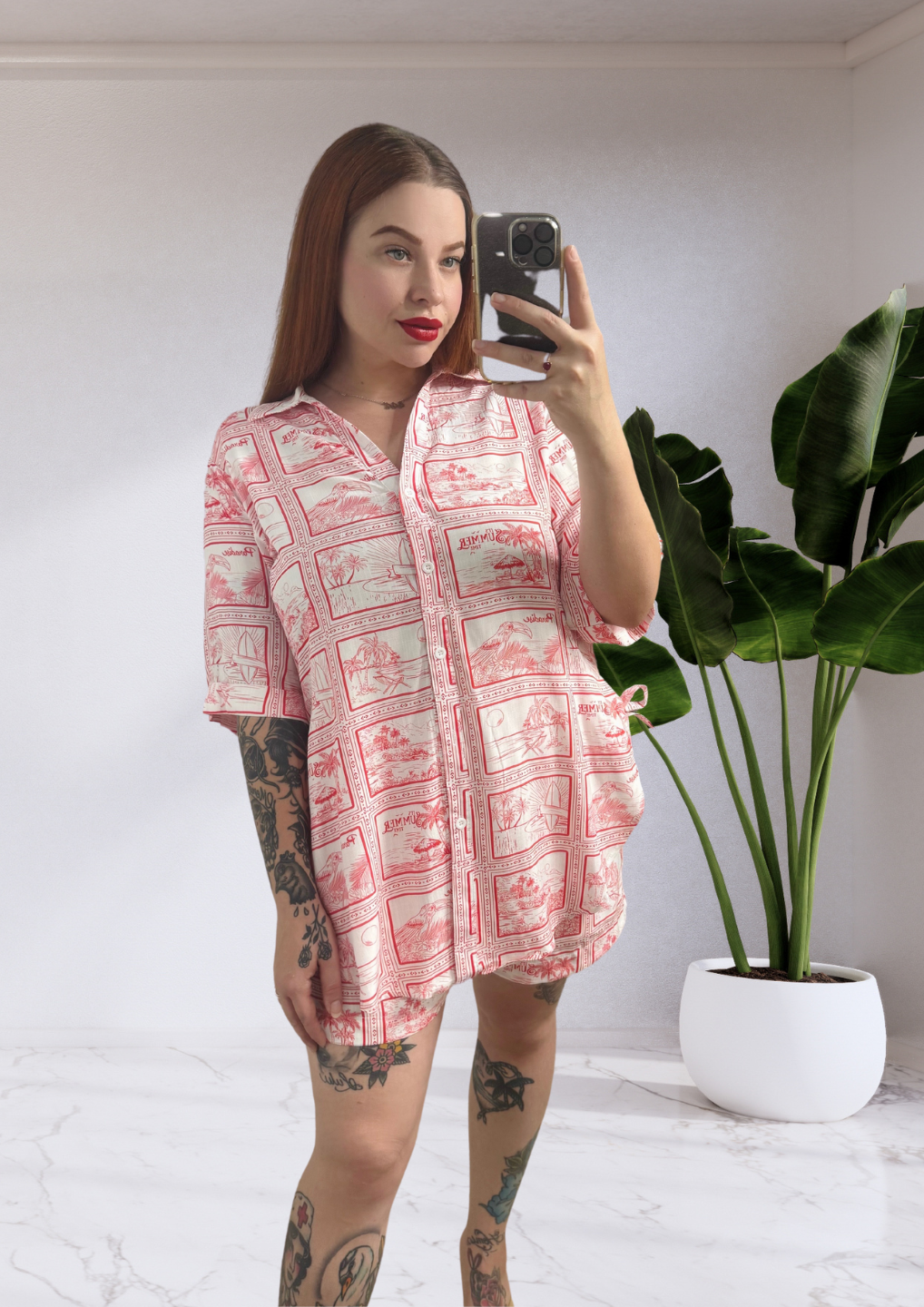 Aria Button Up Matching Shirt & Shorts Set in Paradise