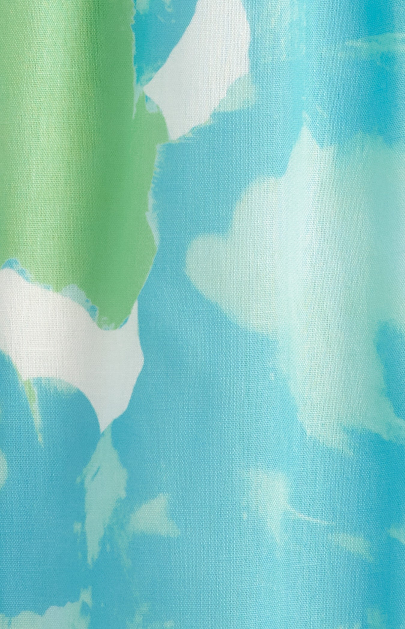 Astrid Abstract Print Faux Linen Midi Dress Waist Cut Outs - Blue