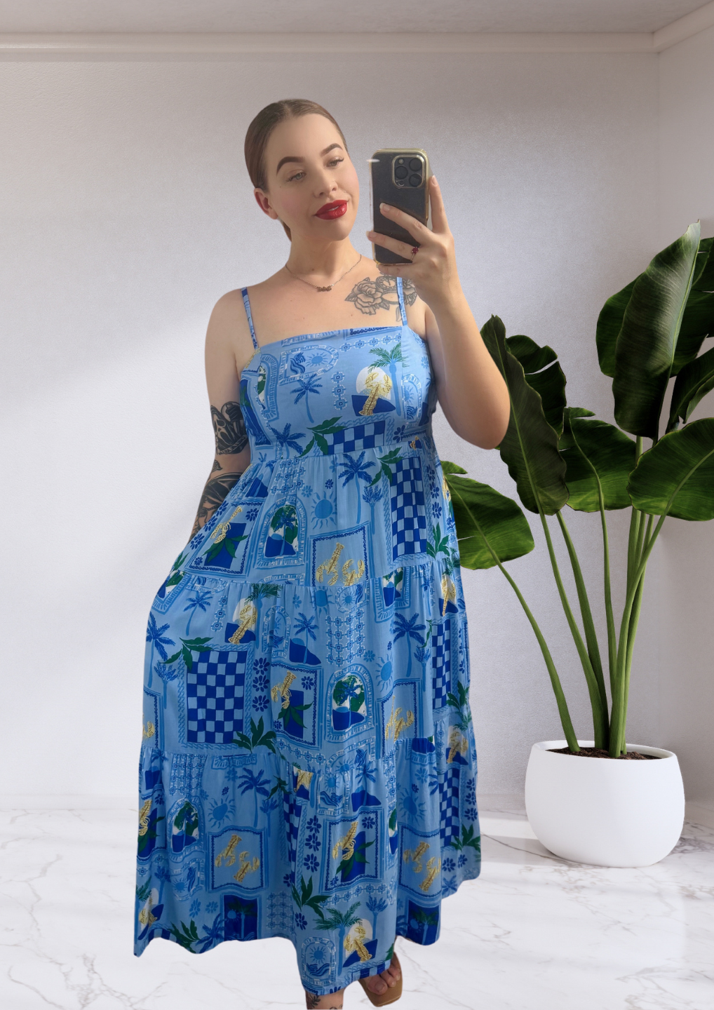 Ellie Sleeveless Midi Dress - Laguna Beach Blue