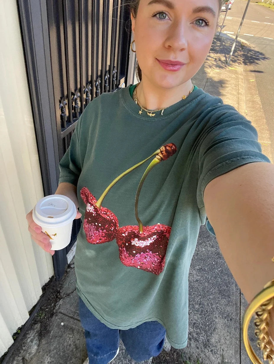 Disco Cherries Relaxed Tee T-Shirt - Pepper