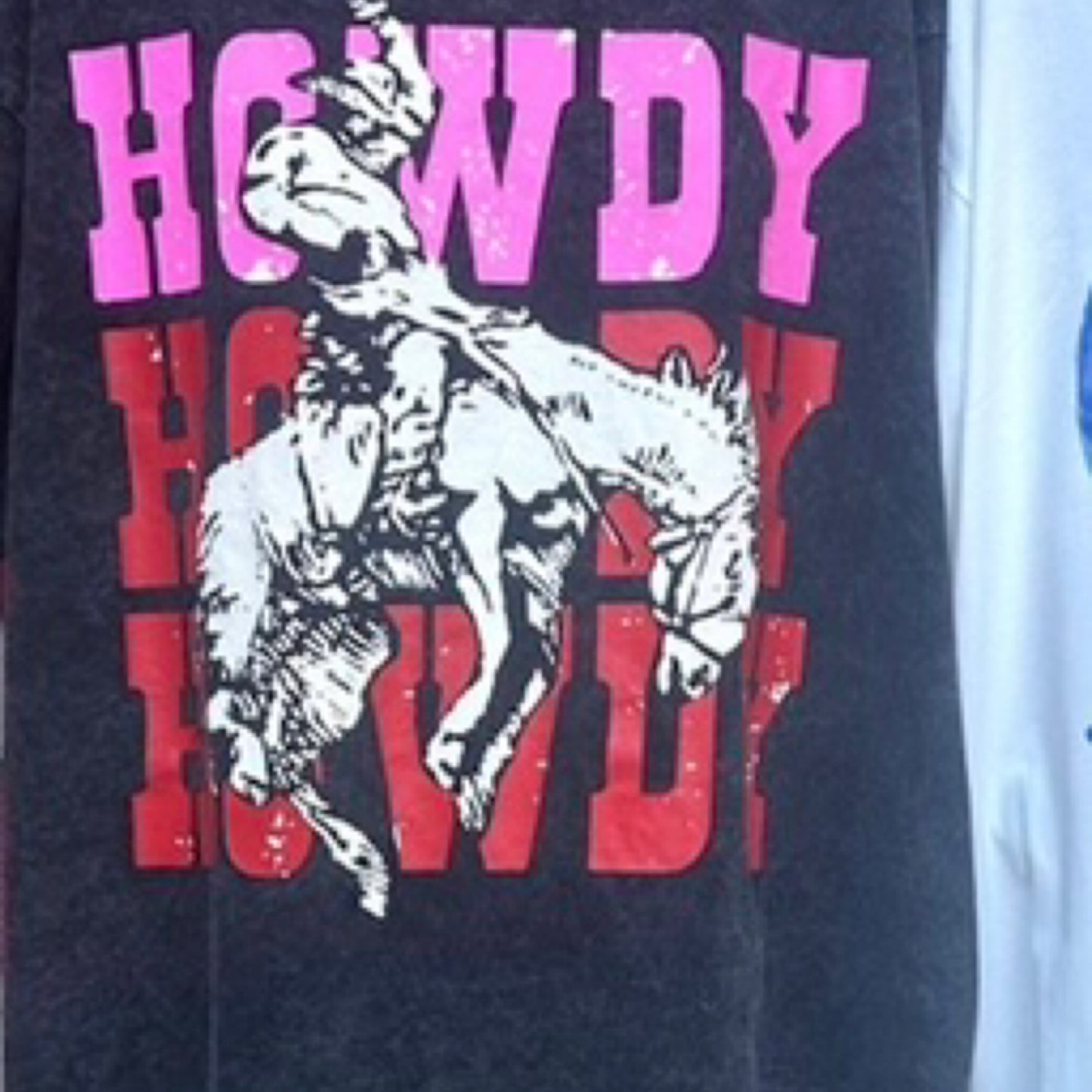 Mya Oversized Tee T-Shirt - Howdy Cowboy Black Acid Wash | By Frankie Clothing