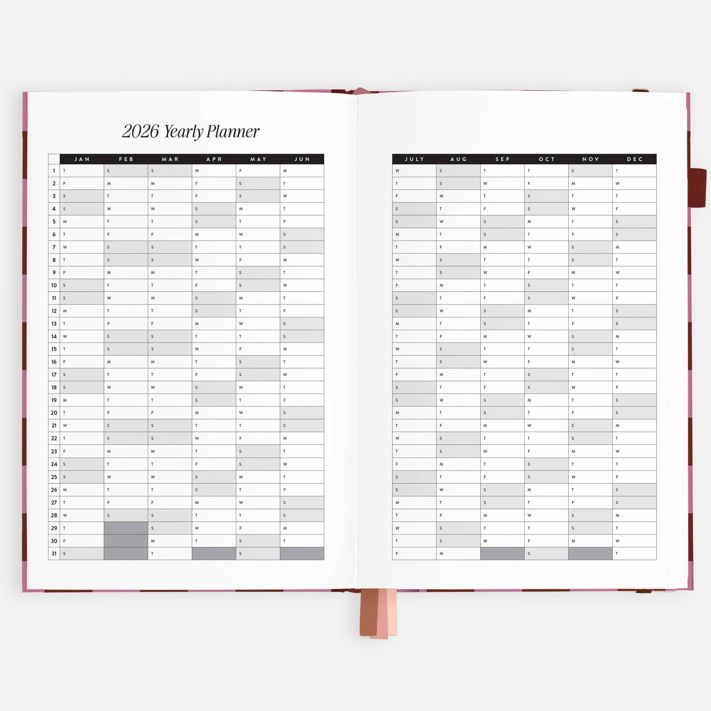 Fox & Fallow - 2026 Cherry Check A5 Horizontal Planner