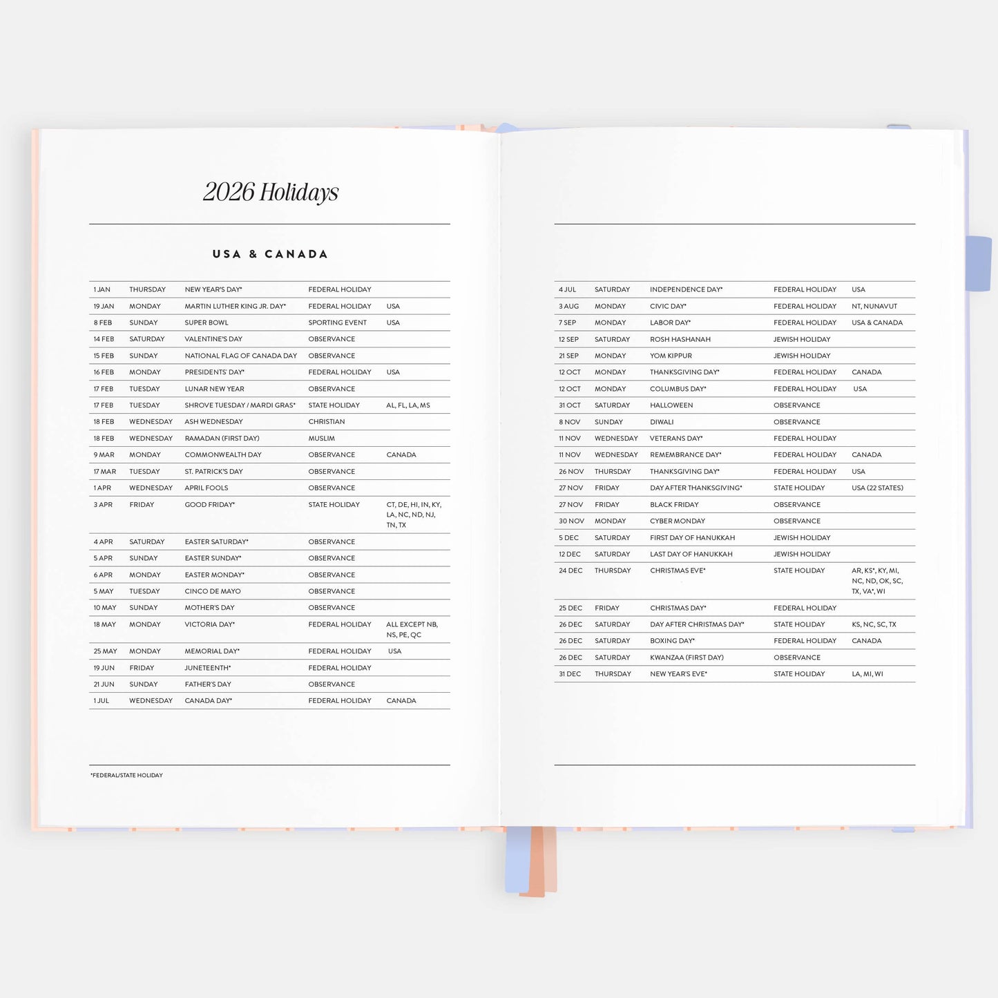 Fox & Fallow - 2026 Powder Stripe A5 Academic Vertical Planner