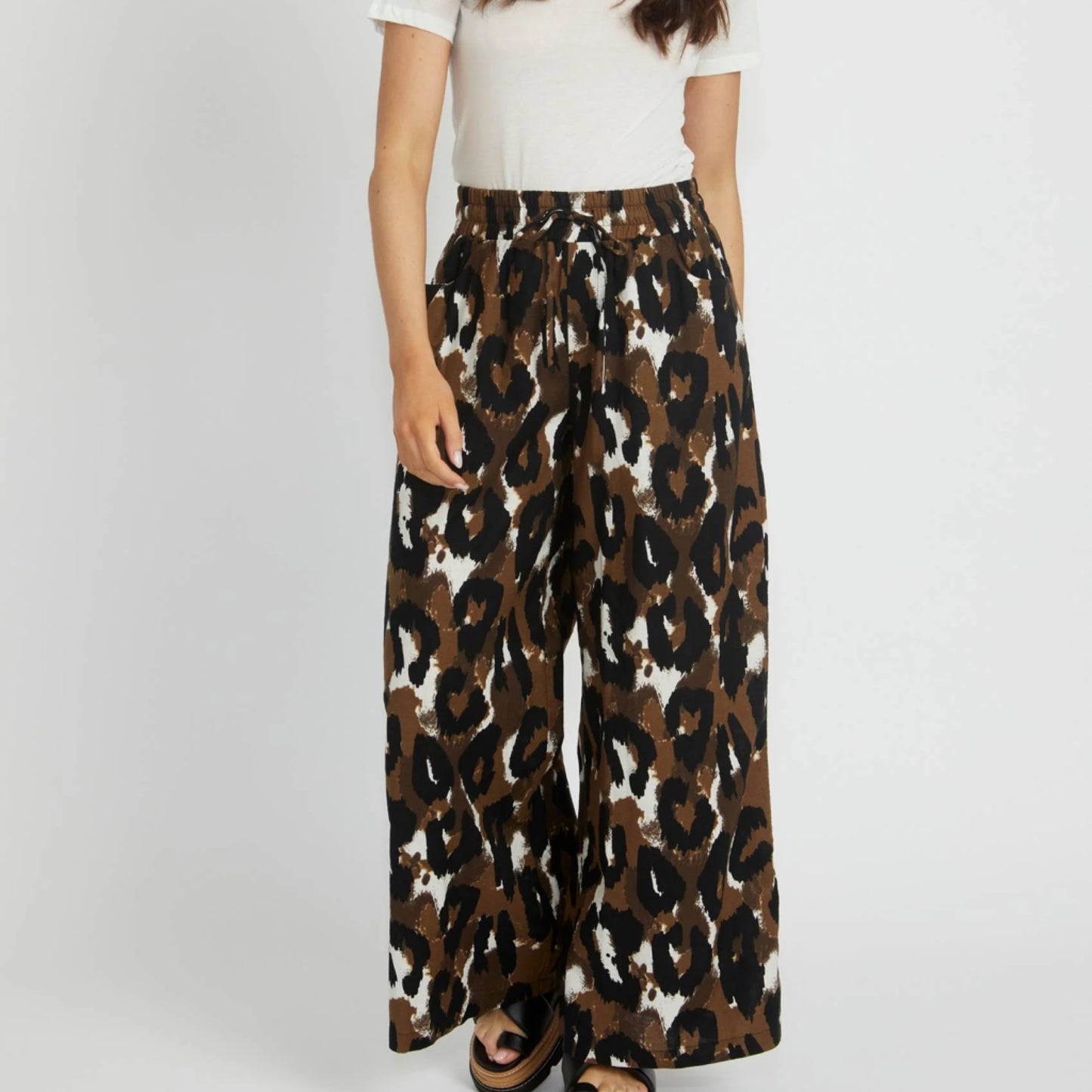 Ella Wide Leg Pant - Animal Print