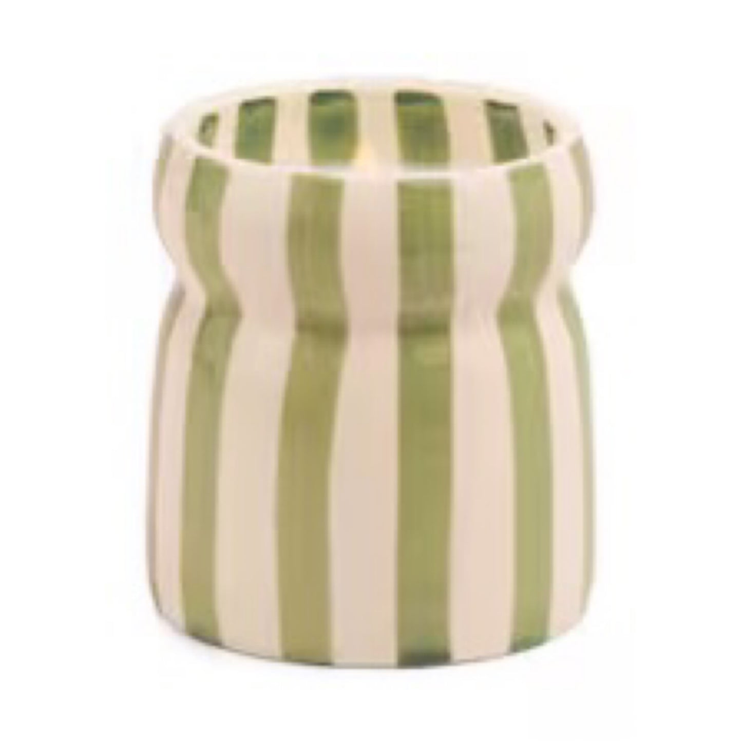 Sage Stripped Cabana 6.5oz/184g Ceramic Candle - Bora Bora Boxed | PADDYWAX