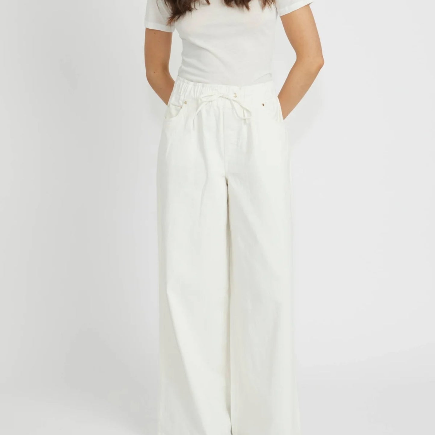 Cleo Wide Leg Jeans - White Ecru