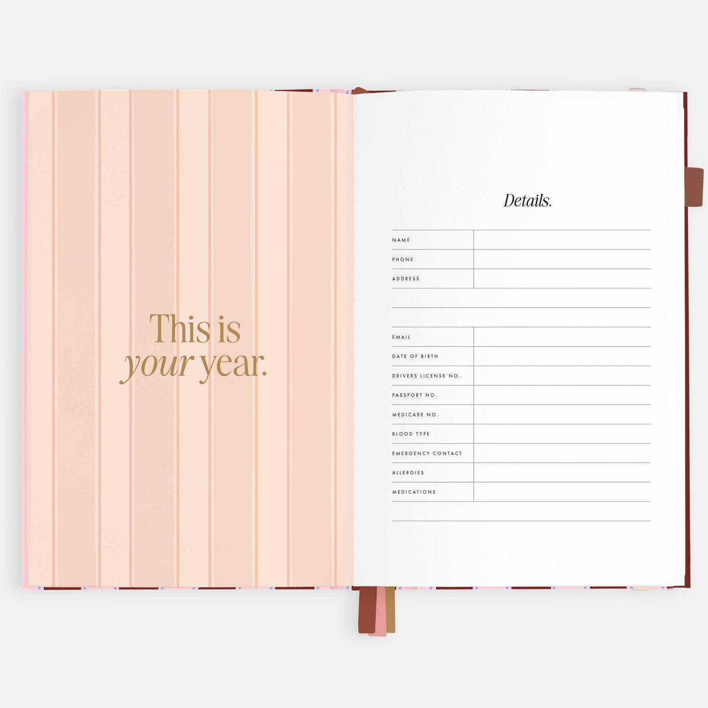 Fox & Fallow - 2026 Burgundy Stripe A5 Vertical Planner