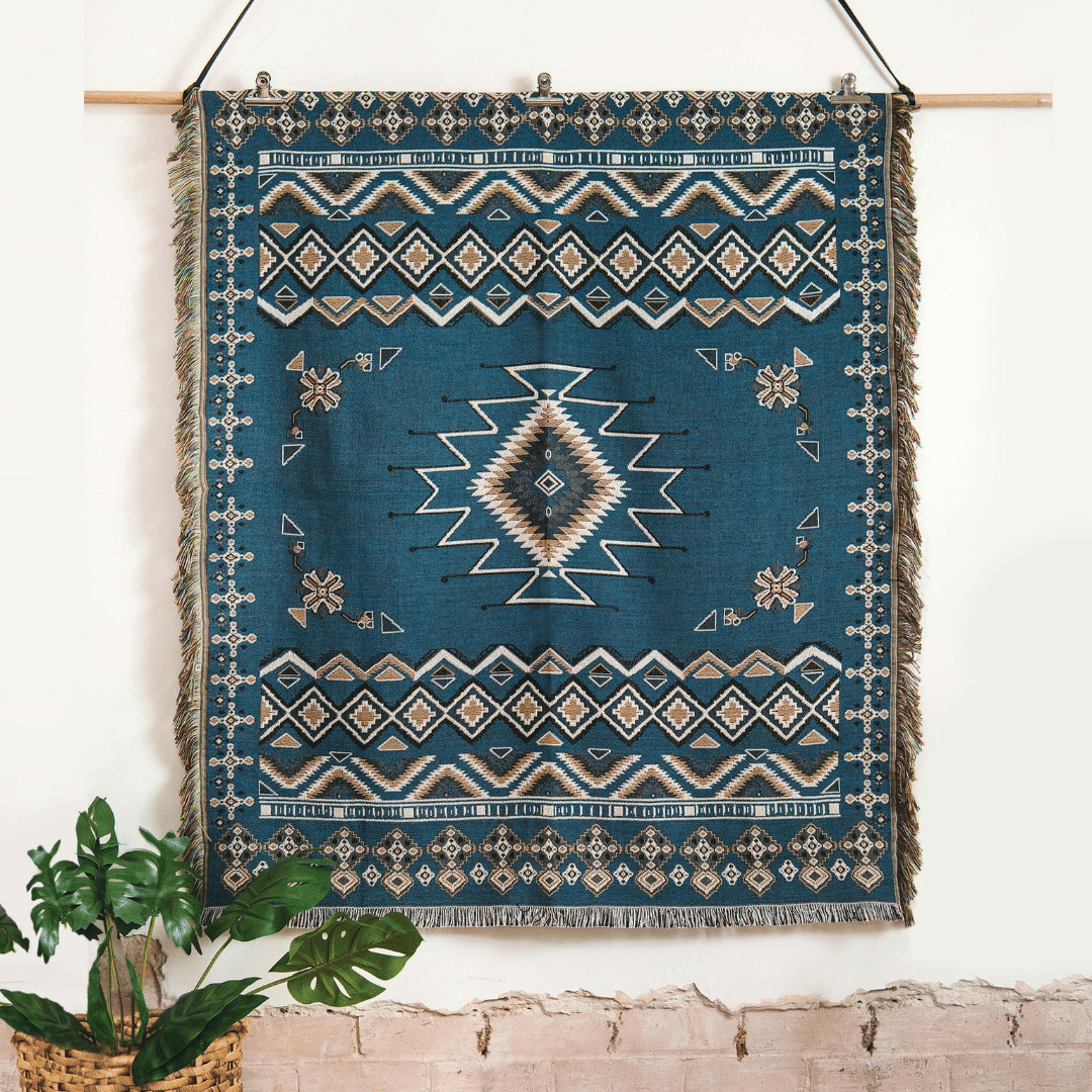 HENDEER - 'Let It Be' Woven Picnic Rug/Throw: Regular 130x160cm
