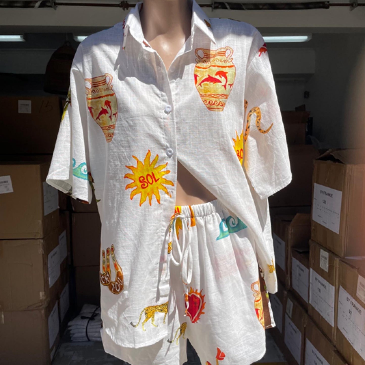 Taya Matching Shirt & Shorts Set - White Mermaid Rodeo | By Frankie