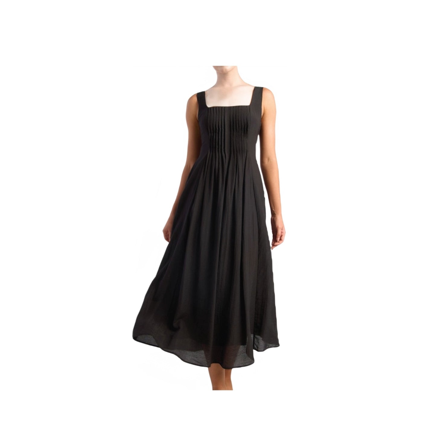 Pippa Pleated Bodice Detail Midi Dress Black