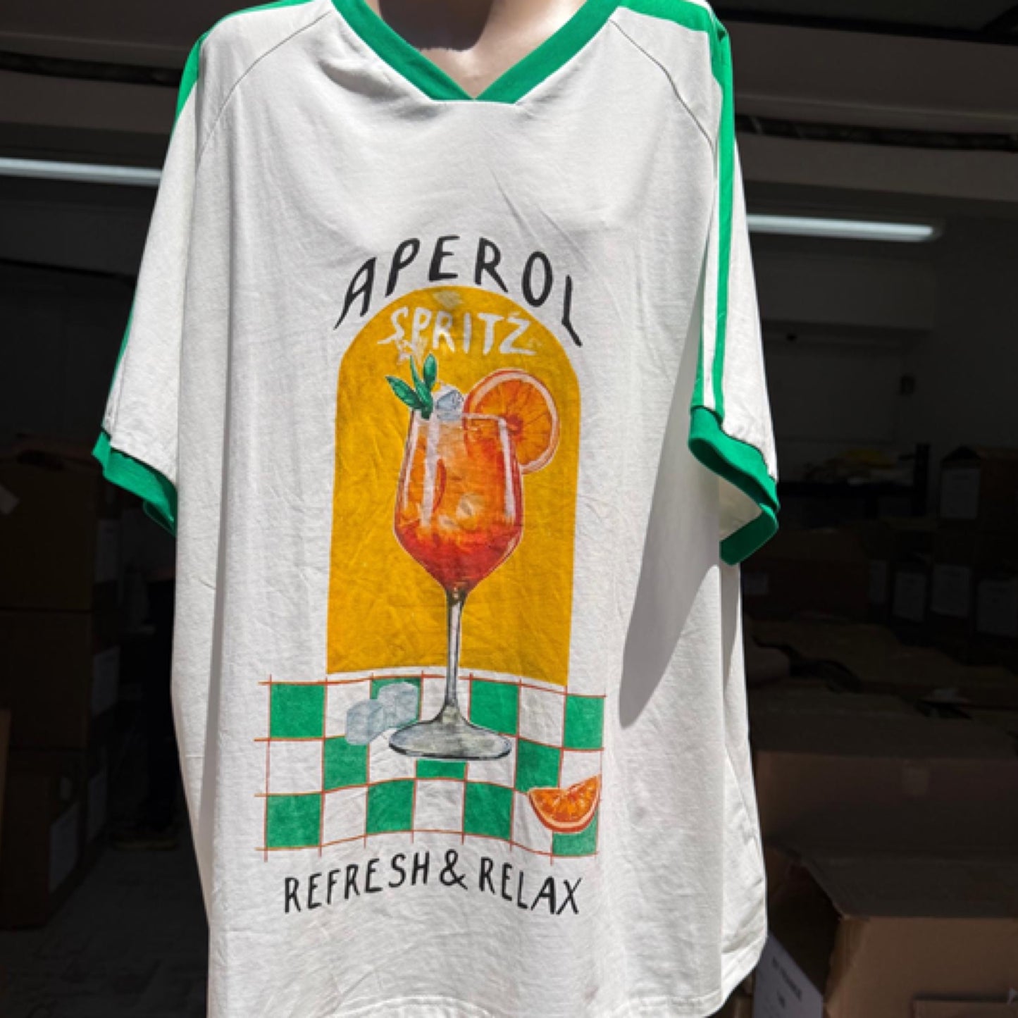 Jersey Oversized Tee T-Shirt - White Aperol Refresh | By Frankie