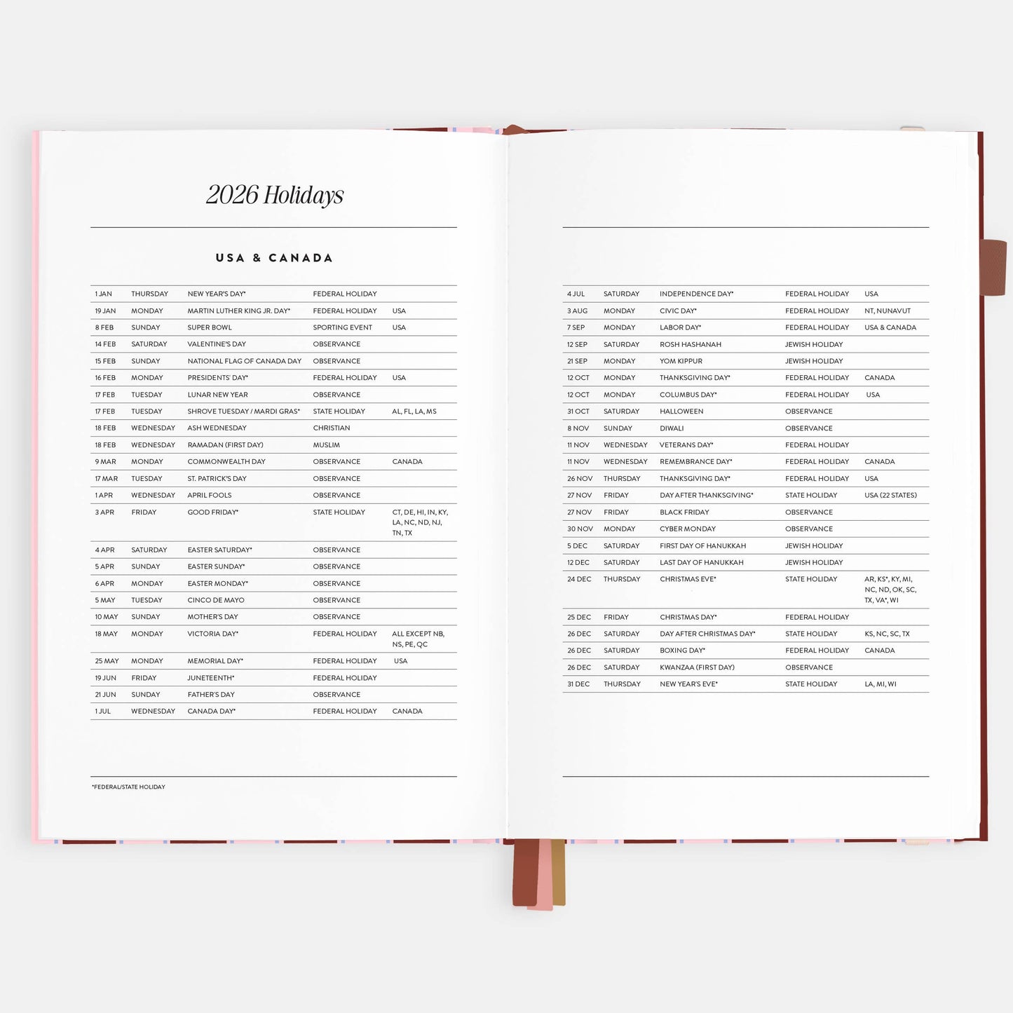 Fox & Fallow - 2026 Burgundy Stripe A5 Vertical Planner