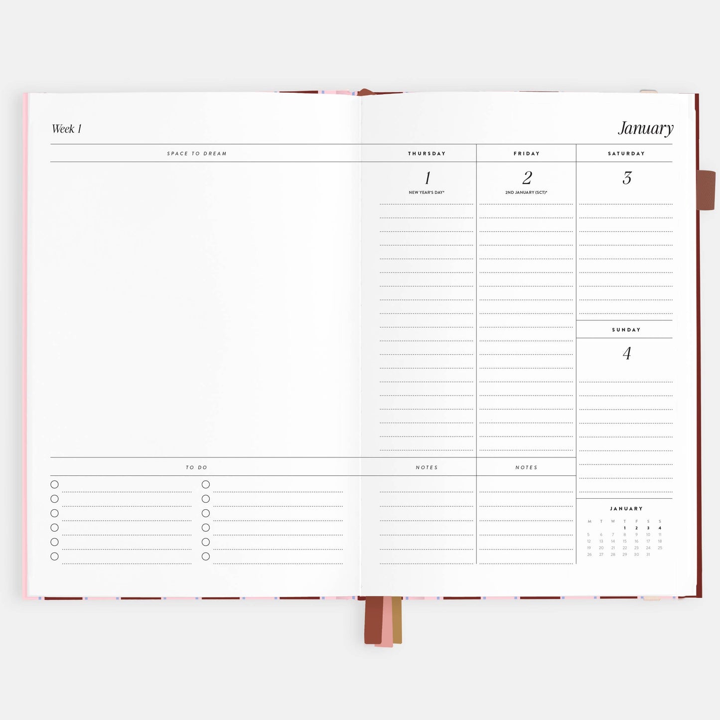Fox & Fallow - 2026 Burgundy Stripe A5 Vertical Planner