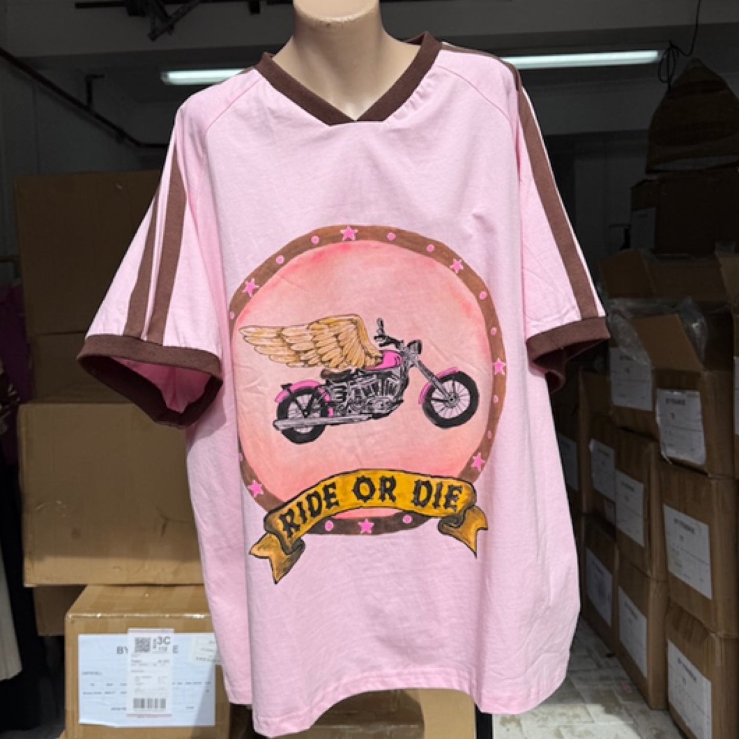 Jersey Tee T-Shirt - Pink Ride or Die | By Frankie