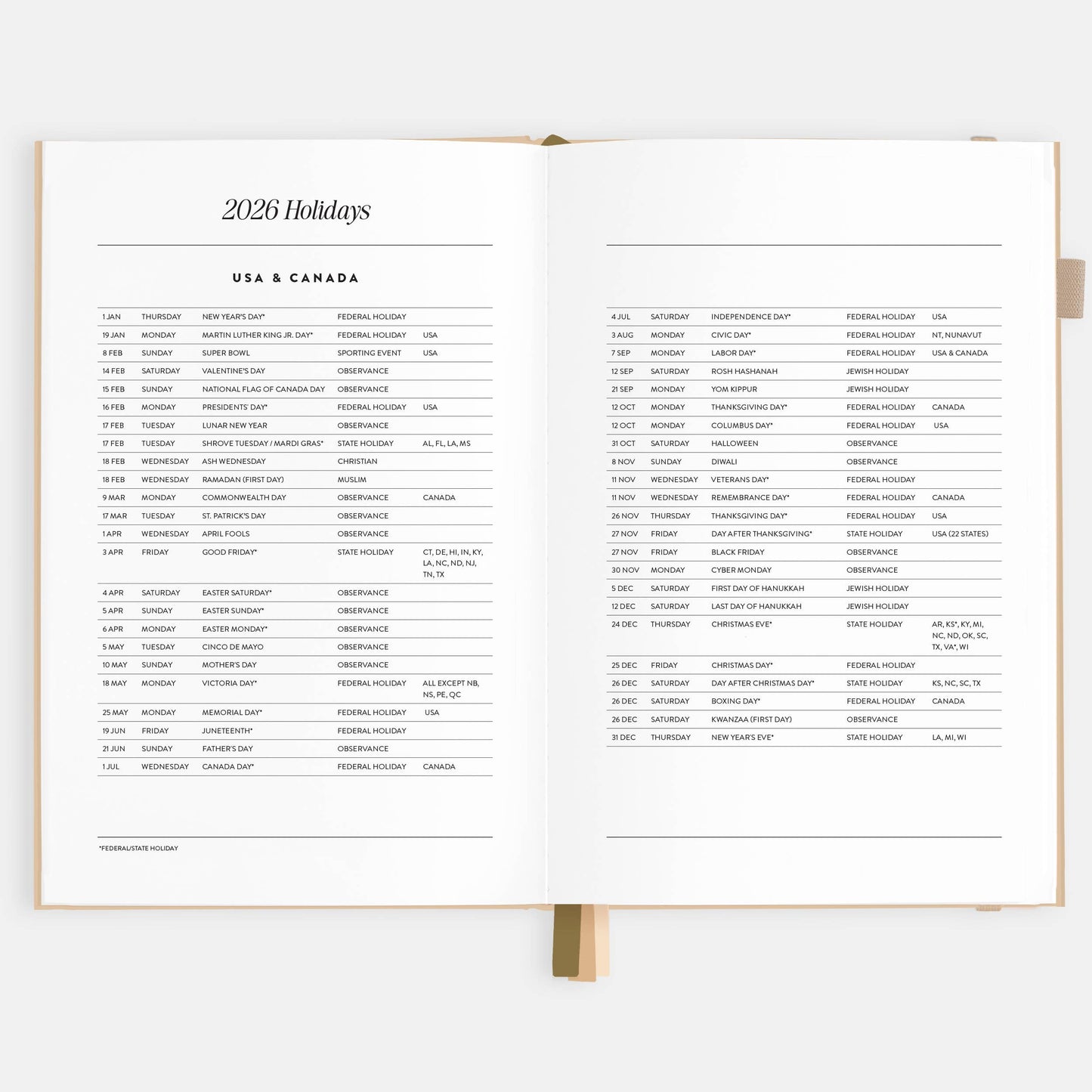 Fox & Fallow - 2026 Taupe A5 Horizontal Planner