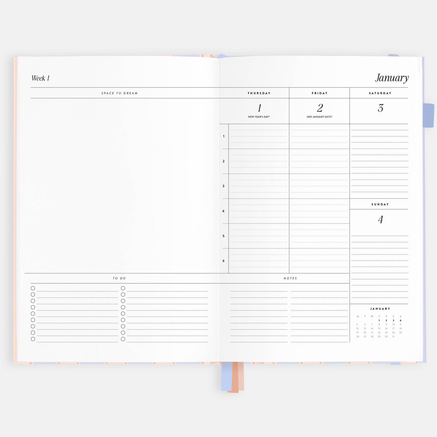 Fox & Fallow - 2026 Powder Stripe A5 Academic Vertical Planner