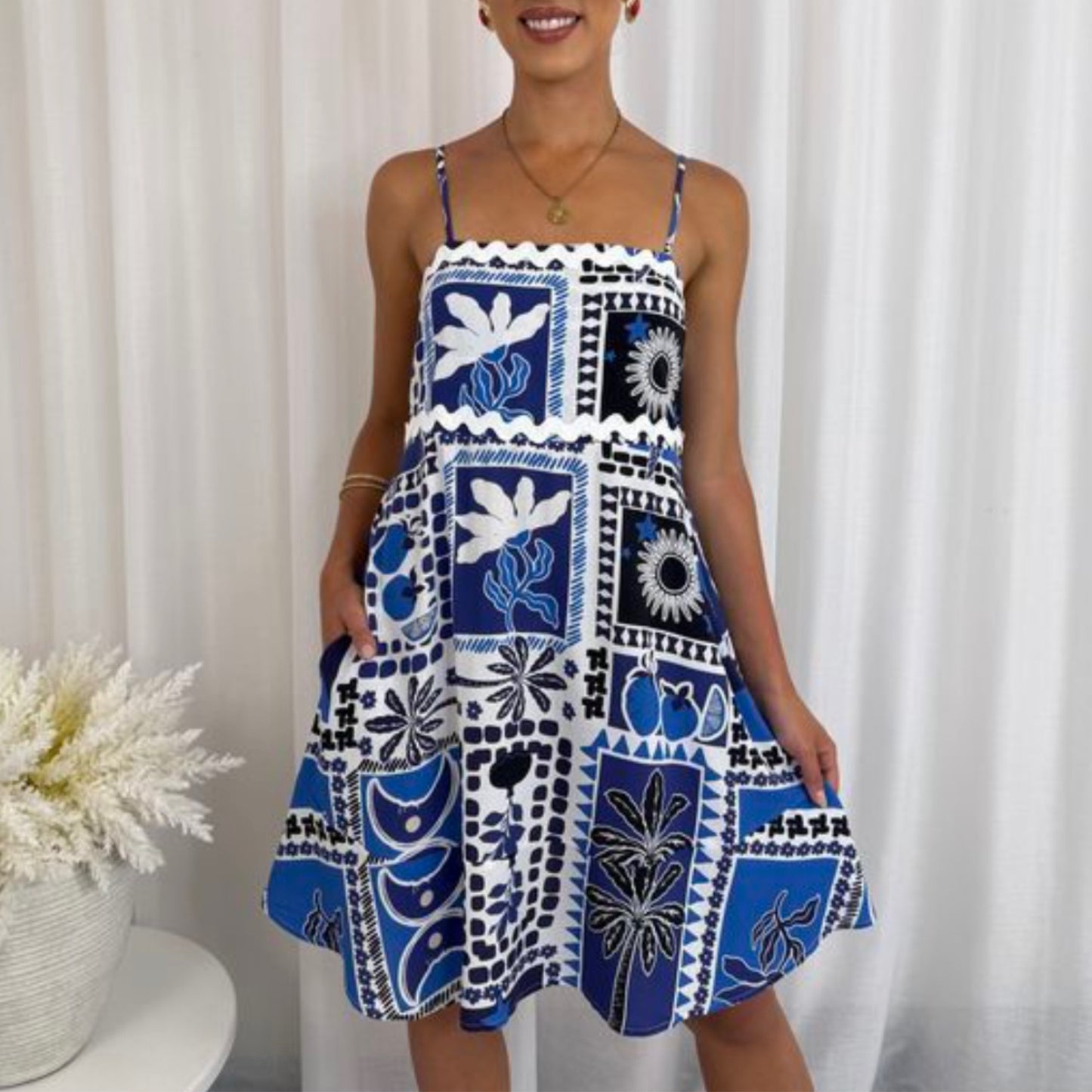 Bianca Sleeveless Mini Dress - Blue RIC RAC