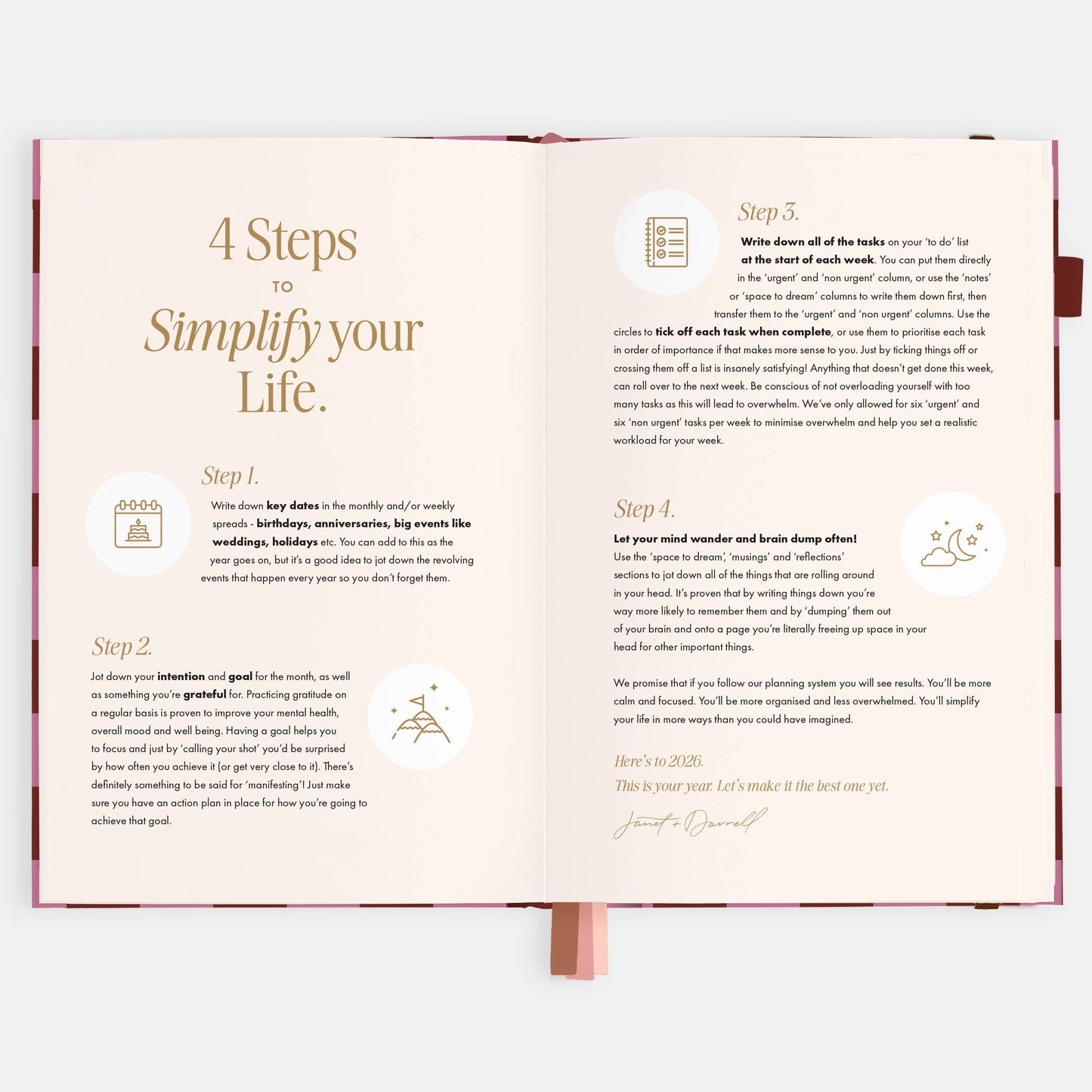 Fox & Fallow - 2026 Cherry Check A5 Horizontal Planner