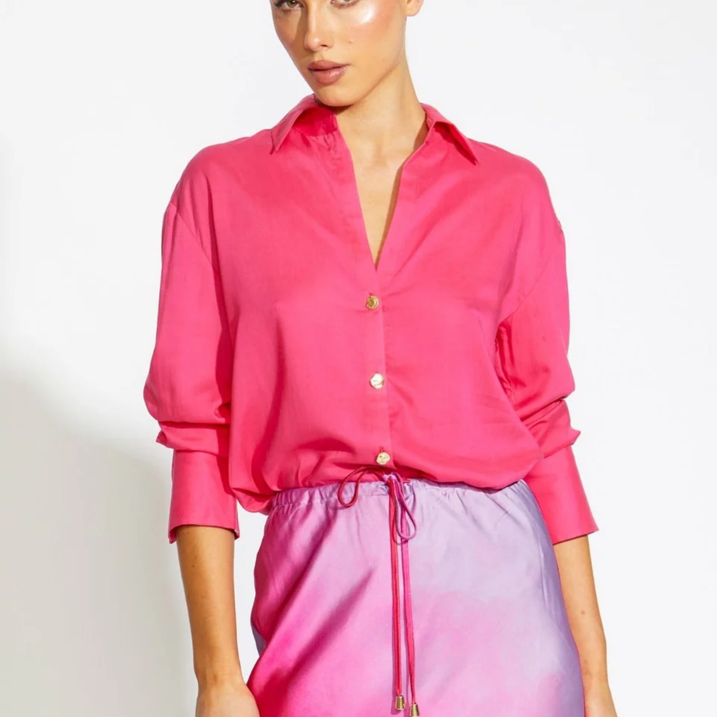 Fortunelle Long Sleeve Button Up Shirt - Pink