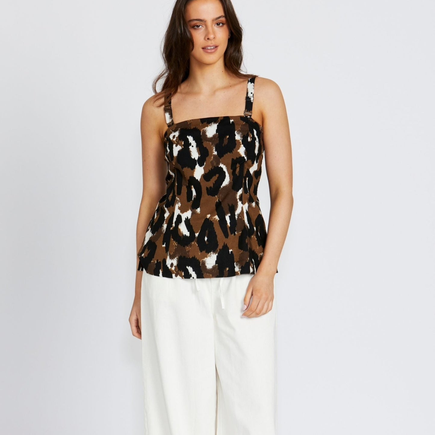 Ella Detachable Straps Strapless Top Shirt - Animal Print
