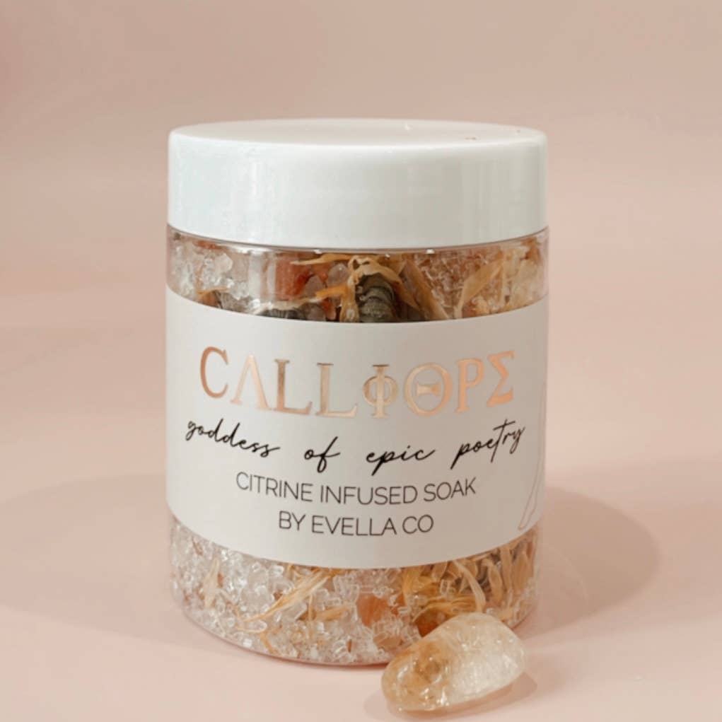 CALLIOPE | goddess of epic poetry | crystal infused bathsoak | Evella Co