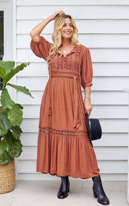 Janet By Joop & Gypsy Lace Maxi Dress - Brown