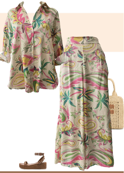 Vacation Wide Leg Pants - Pink Holiday