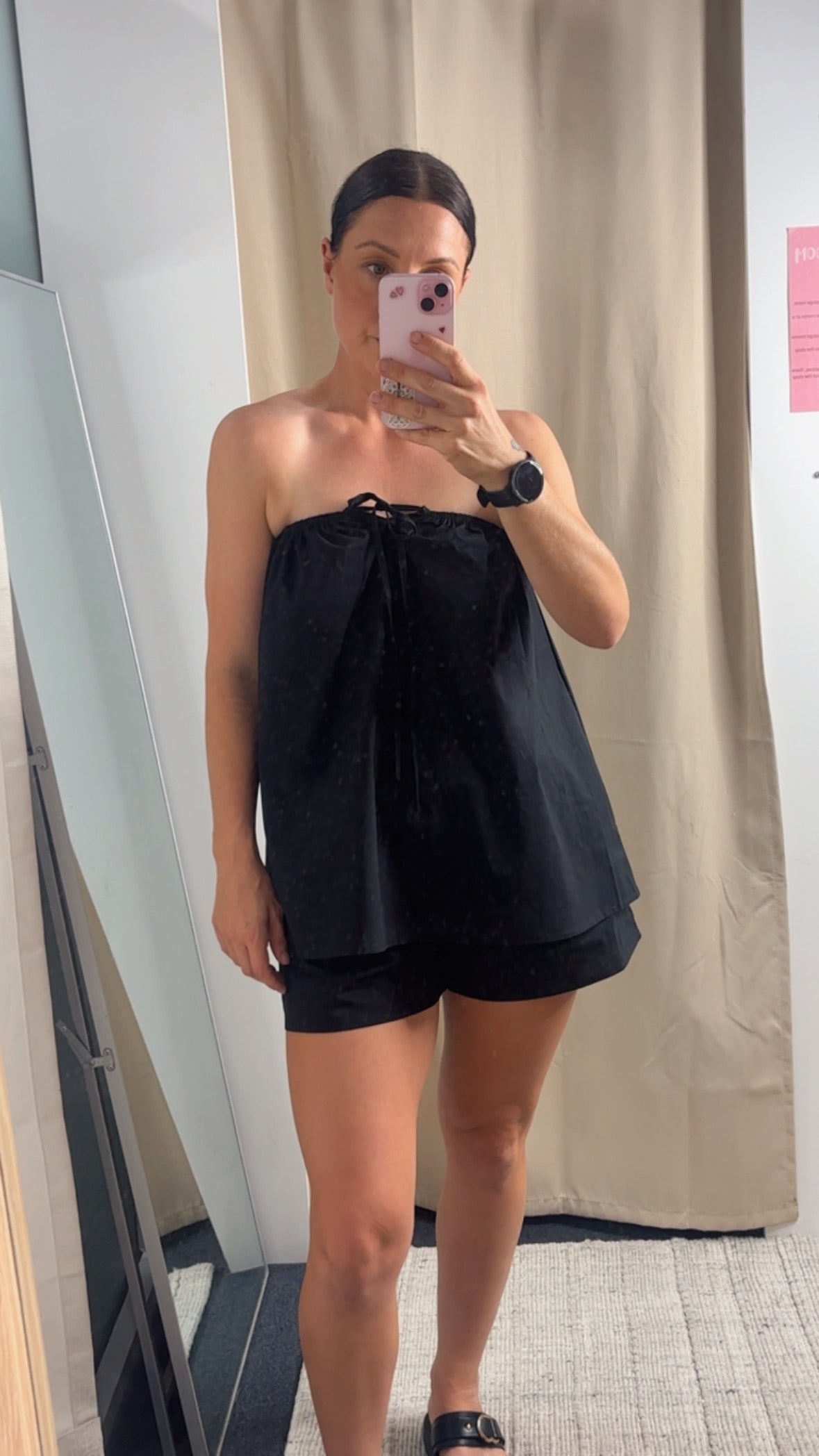 Bella Strapless Tie Tube Top & Shorts Set - Black