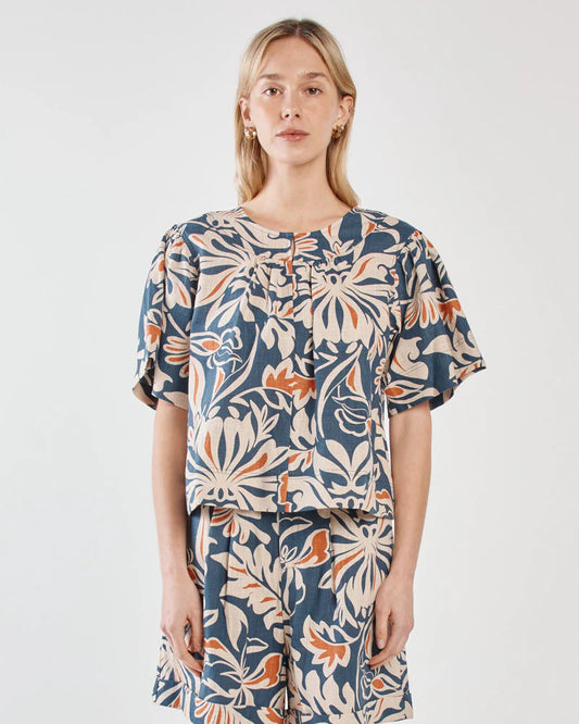 JANA SHORT SLEEVE BLOUSE TOP - WILD ORCHID