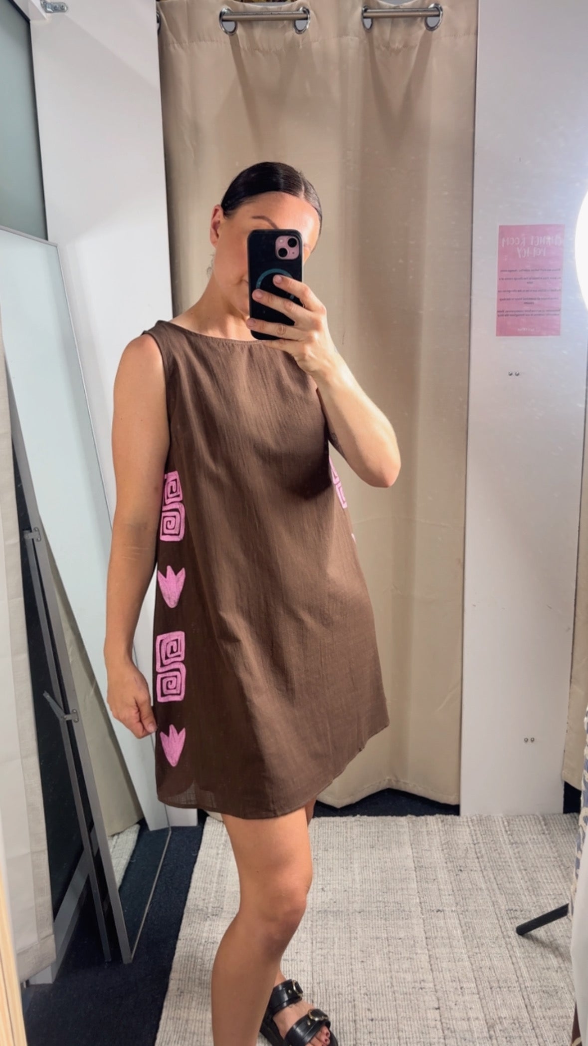 Jazmine Swing Side Print Mini Dress Choc