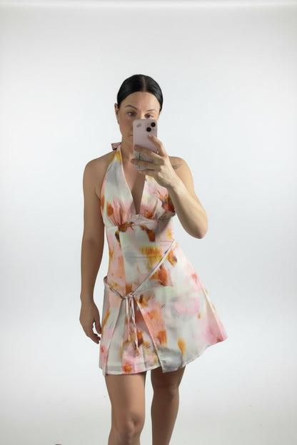 Delia Halter Neck Mini Dress - Pink