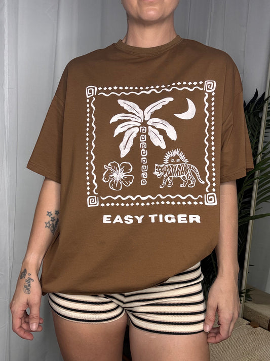 Erin Oversized Tee Shirt & Shorties set - Green Tiger | By Frankie