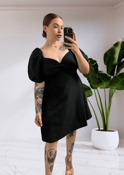 Olivia Twist Mini Dress - Black