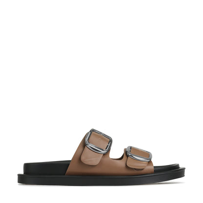 ANDO Double Buckle Sandals by Los cabos - Brown Mushroom