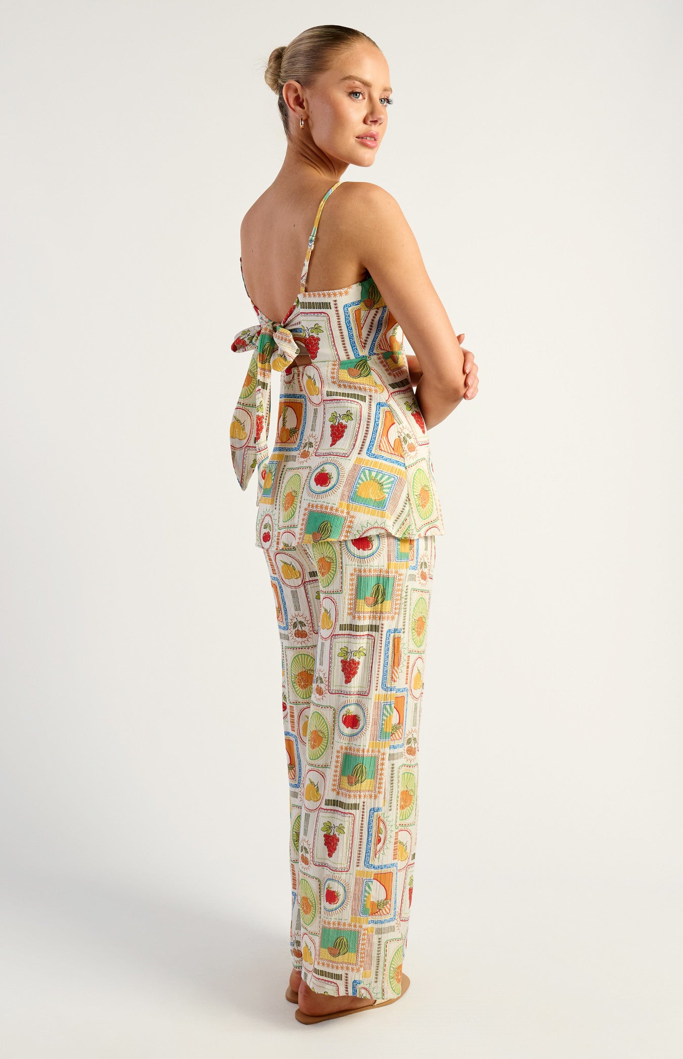 Tutti Frutti Printed Tie Back Top And Pants Set - Multi
