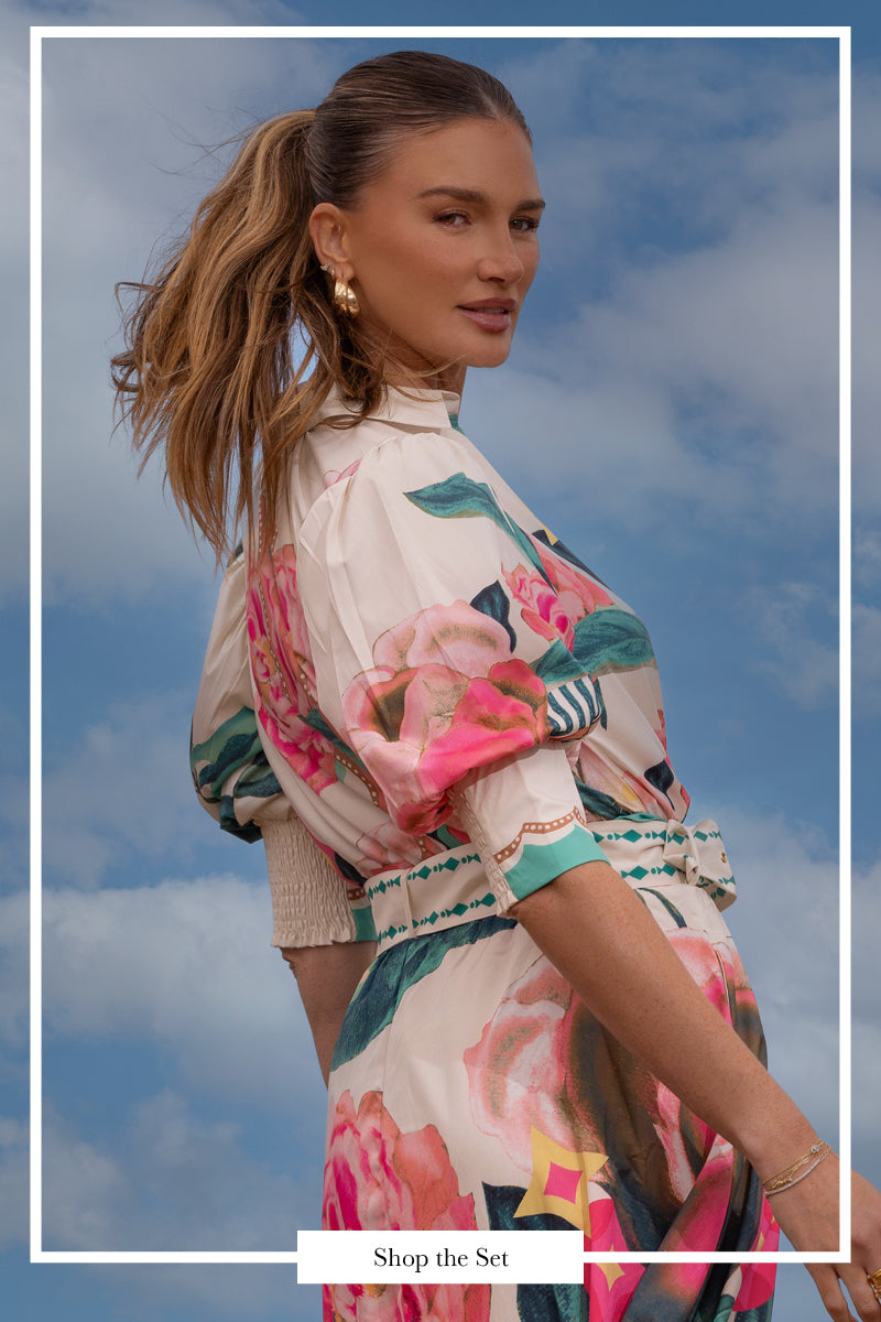 Kayla Short Sleeve Button Up Shirt Blouse - Marisol Pink