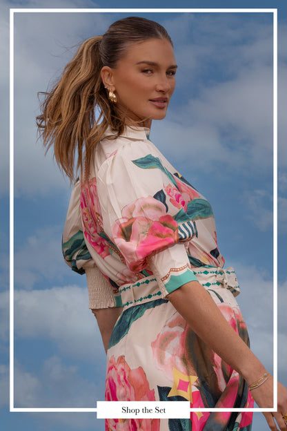 Kayla Short Sleeve Button Up Shirt Blouse - Marisol Pink